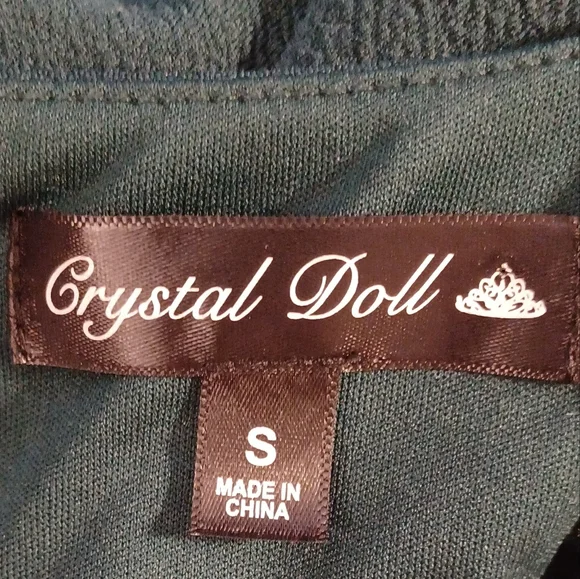 Crystal Doll Women's Green Flutter Sleeve Fit & Flare Mini Dress. S - Picture 10 of 13